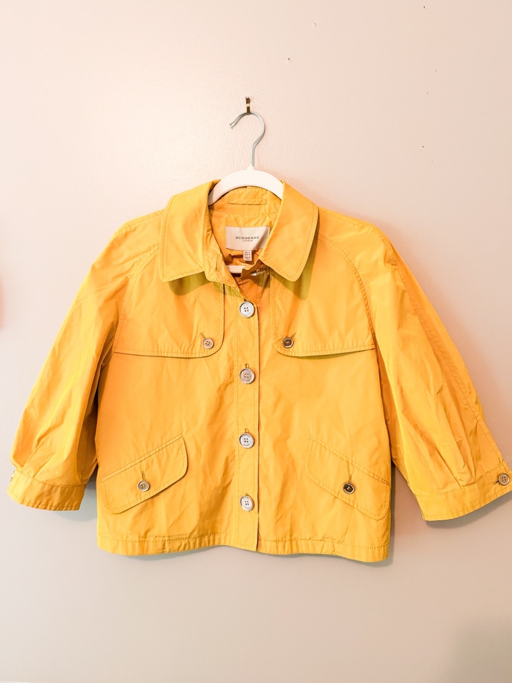 Burberry London Mustard Yellow Cropped Windbreaker Jacket Women’s 10